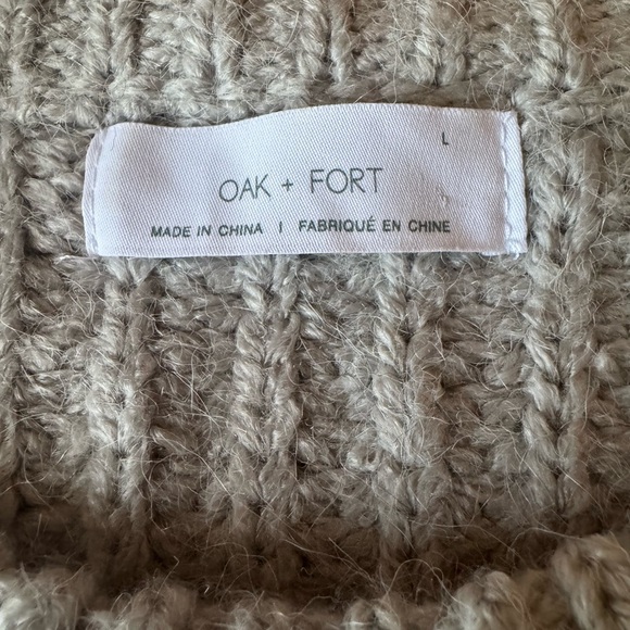 OAK + FORT light grey boxy chunky oversized cropped sweater womens size large - Picture 12 of 14